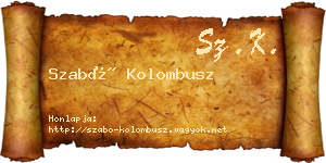 Szabó Kolombusz névjegykártya
